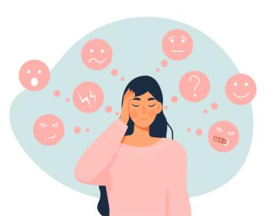 Woman managing different emotions